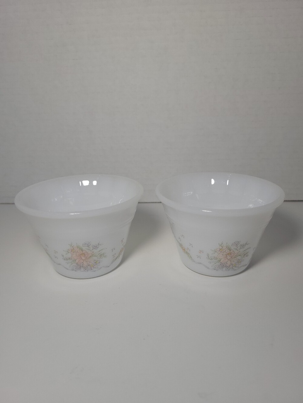Vintage Indopal Opaque Opaline Milk Glass Custard Dessert Cups Set of 2